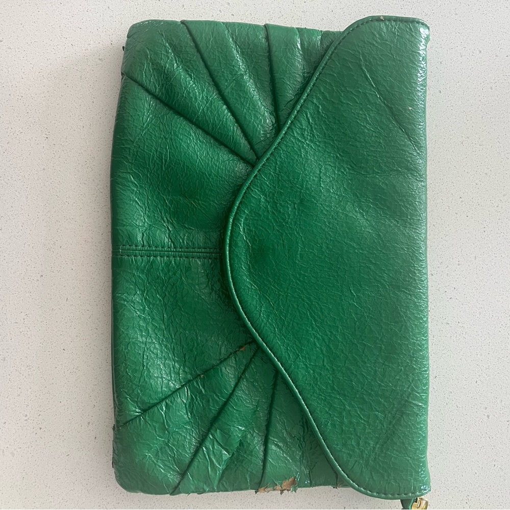 Green Faux Leather Clutch